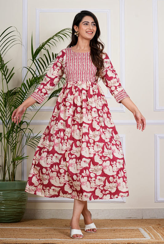 Blush Rose Vertical Stripe Maxi Dress
