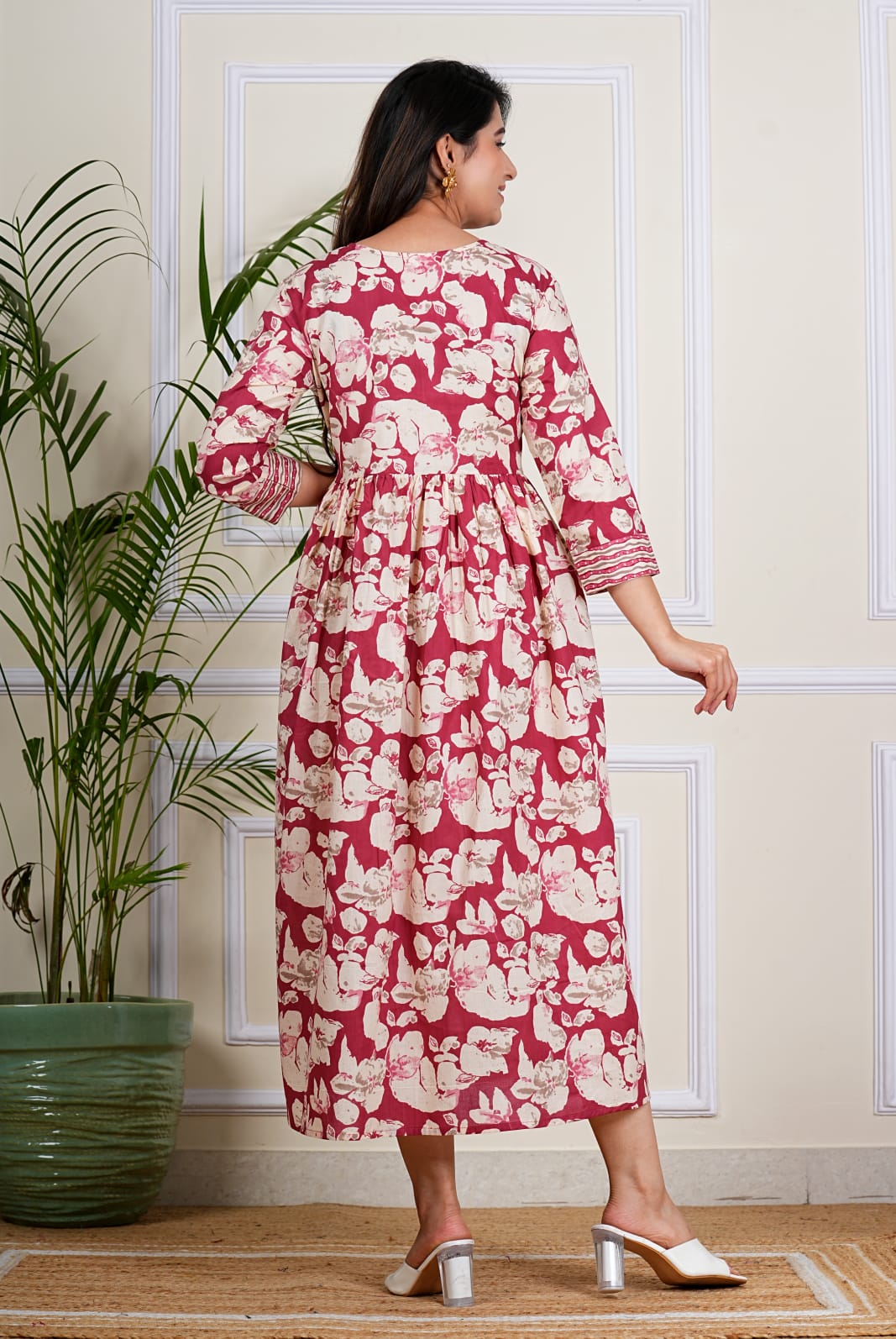 Blush Rose Vertical Stripe Maxi Dress